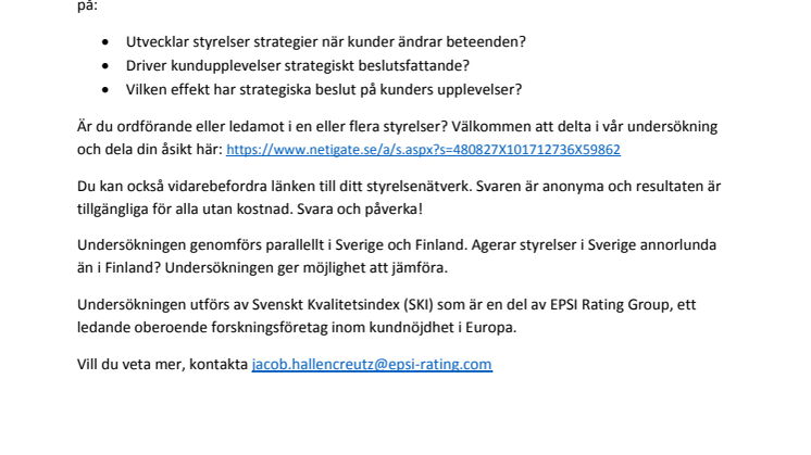 StyrelseAkademien och Svenskt Kvalitetsindex undersöker: Reagerar din styrelse på förändringar i kundbeteenden?