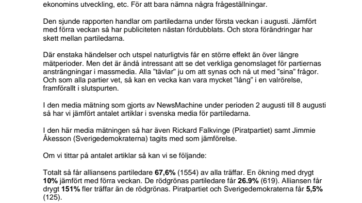 Valet 2010 – Partiledarna inför slutspurten, vecka 31