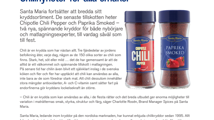 Chilinyheter för alla smaker