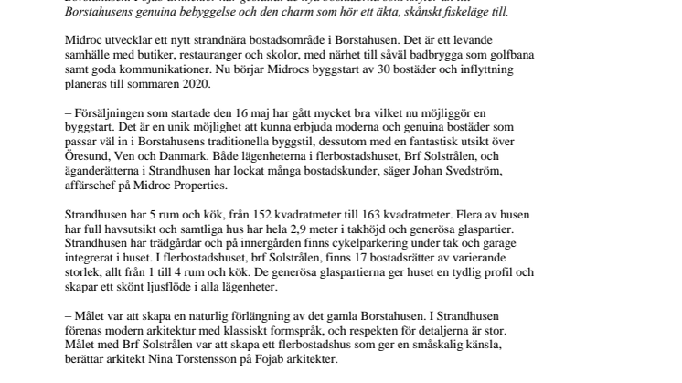 Midroc byggstartar 30 bostäder i Borstahusen, Landskrona