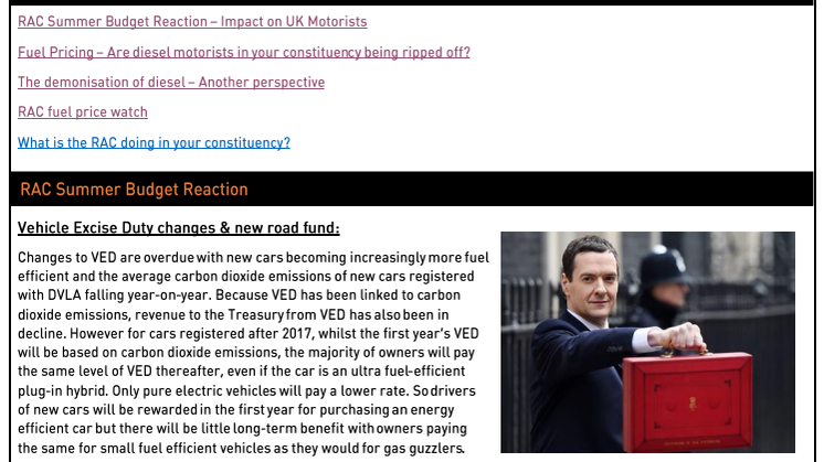 RAC Parliamentary Newsletter #4 - July 2015