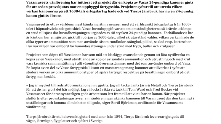 Vasamuseets Vänner skjuter skarpt med Vasakanon