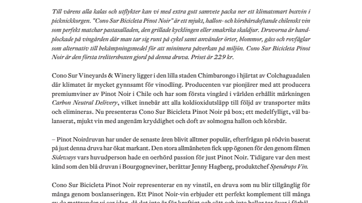 Årets picknickvin är ett klimatsmart ”cykelvin”