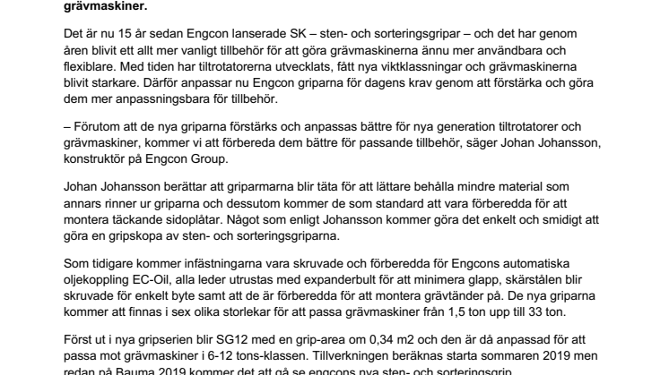 Engcon uppgraderar sina sorteringsgripar – anpassas för nya generationen tiltrotatorer och grävmaskiner