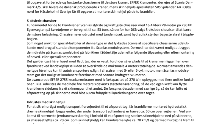 Scania sikrer sig ordre på avancerede kranbiler til Banedanmark