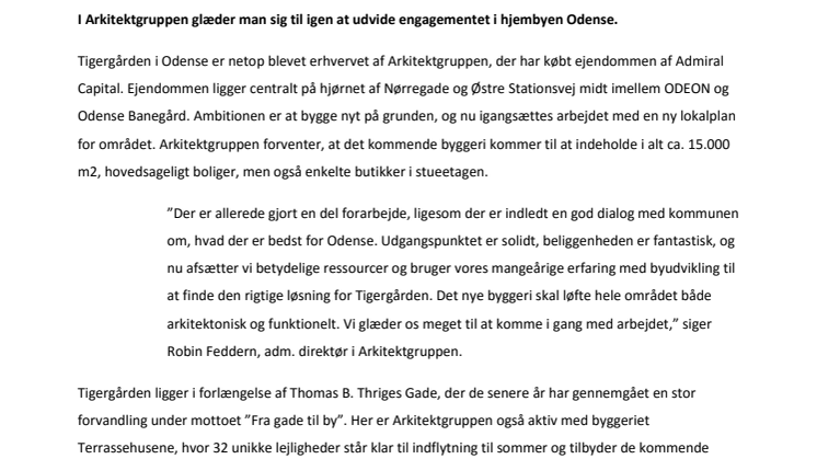 ​Arkitektgruppen køber ny grund til udvikling midt i Odense
