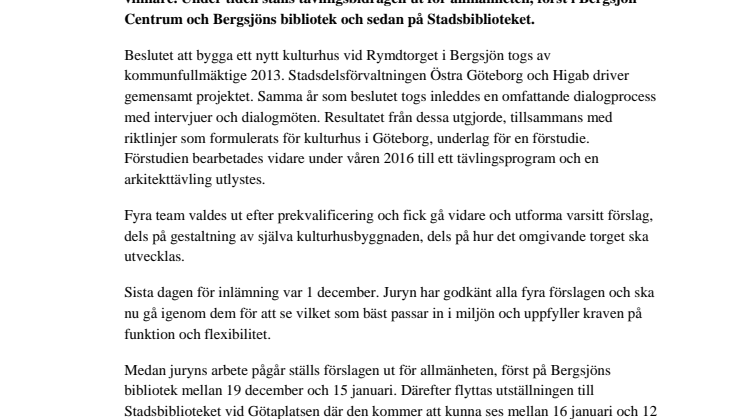 Kulturhusförslag ställs ut i Bergsjön
