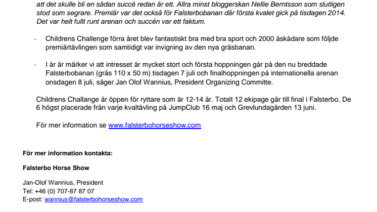 ​Succén med Childrens Challenge fortsätter 2015