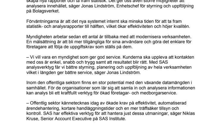 Nytt analyssystem ska ge bättre service på Bolagsverket
