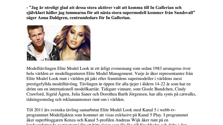 Modelljakten kommer till In gallerian