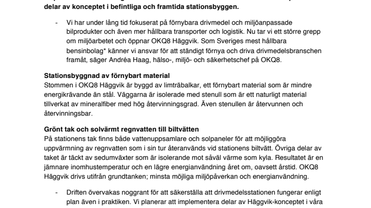 OKQ8 först i Europa med att öppna hållbar drivmedelsstation