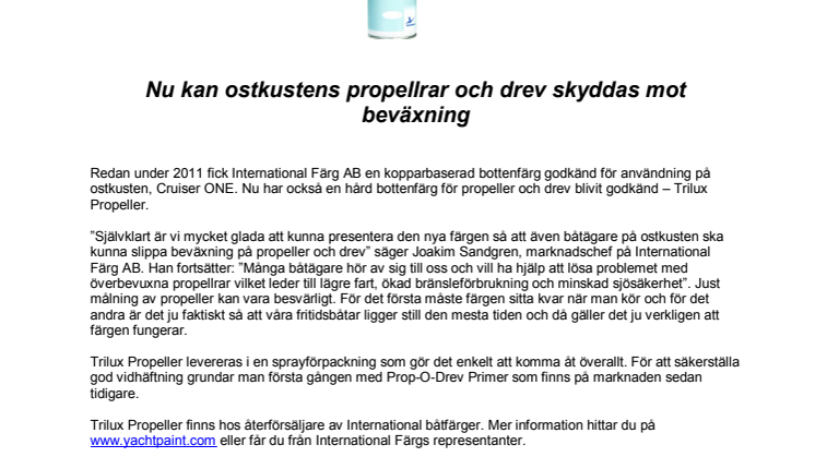 Nu kan ostkustens propellrar och drev skyddas mot beväxning