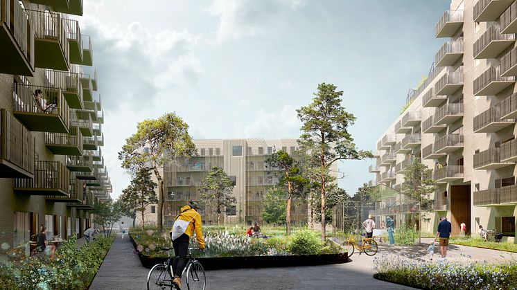 Det grønne gårdrum indrettes med masser af aktivitetsmuligheder og smuk beplantning, som inviterer til godt naboskab
