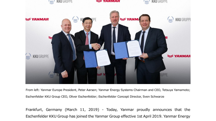 Yanmar Announces KKU Group to join Energy Systems Division