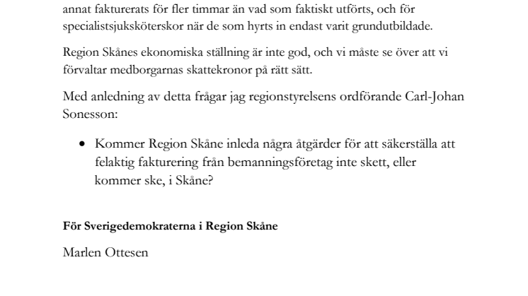 Interpellation gällande felaktig fakturering från bemanningsföretag 