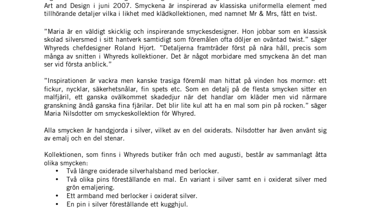 Whyred lanserar smyckeskollektion i samarbete med Maria Nilsdotter