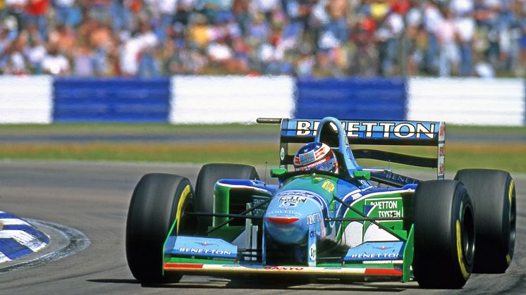 1994 British GP Silverstone driver M Schumacher car Bennetton Ford neg 421-2