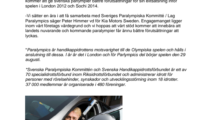 Kia startar samarbete med Lag Paralympics
