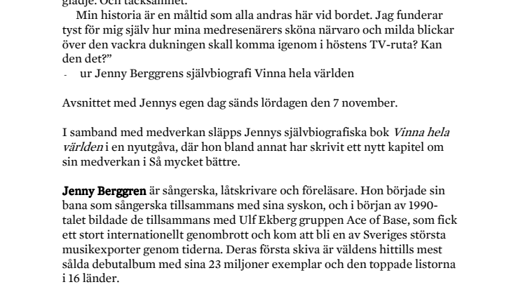 Jenny Berggren i Så mycket bättre