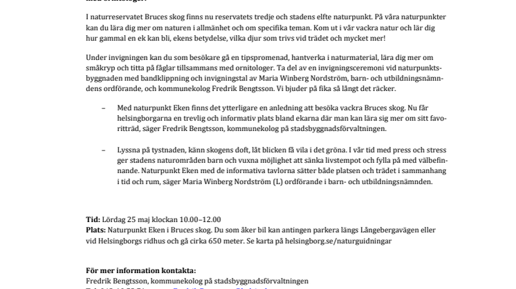 Pressinbjudan: Naturpunkt Eken berättar om Helsingborgs stadsträd