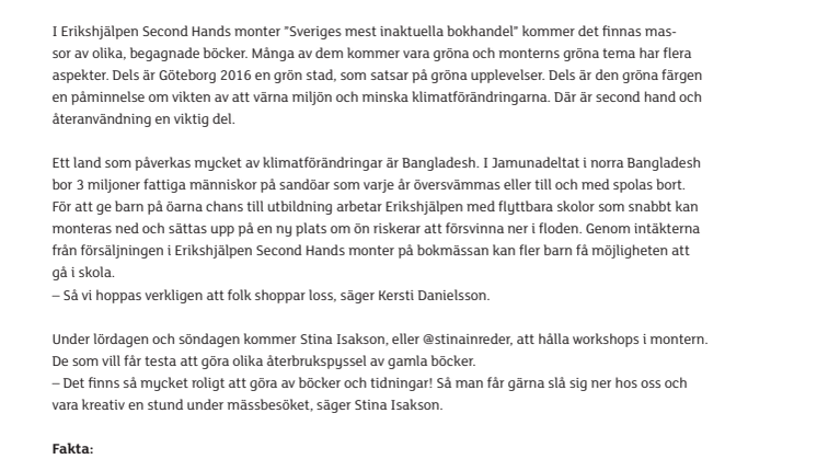 Gröna böcker på Bokmässan blir flyttbara skolor i Bangladesh