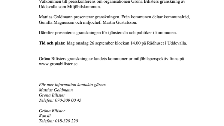 Uddevalla som miljöbilskommun - Presentation av granskning