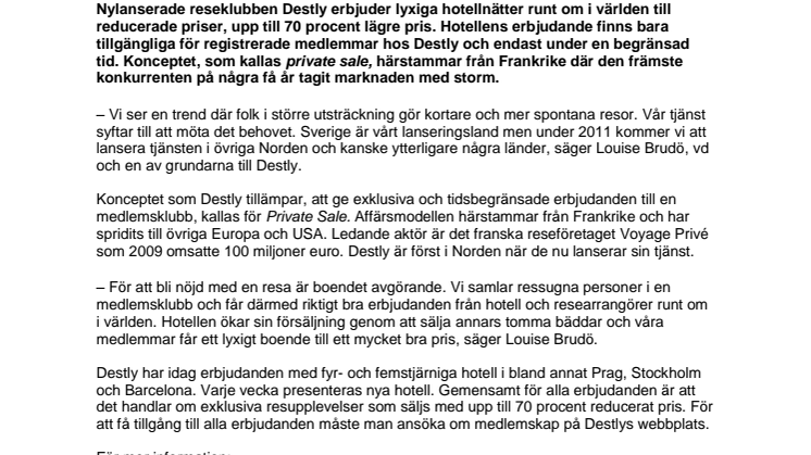 Svenska reseklubben Destly först ut i Norden – utmanar fransk resejätte