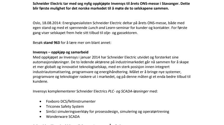Schneider Electric på ONS