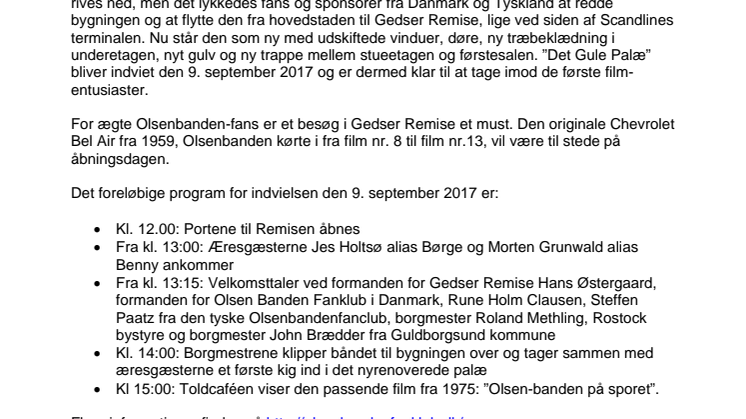 Indvielse af ”Det Gule Palæ” den 9. september 2017 i Gedser
