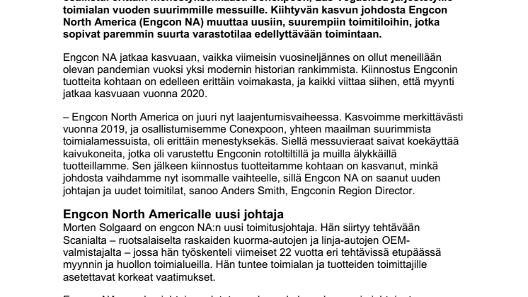 Engcon North America ottaa seuraavan kasvuaskeleen