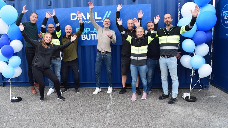 Lokal byggcontainer för bättre bygglogistik med Dahl division va i byggområdet Njurunda