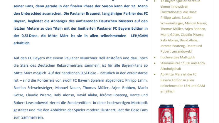 Exklusiv: Paulaner Münchner Hell in der FC Bayern Edition