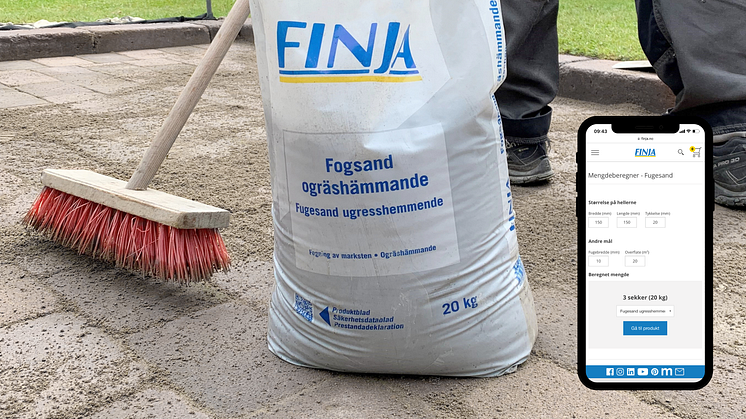 Regn ut mengden fugesand for belegningsstein med Finjas nye digitale verktøy