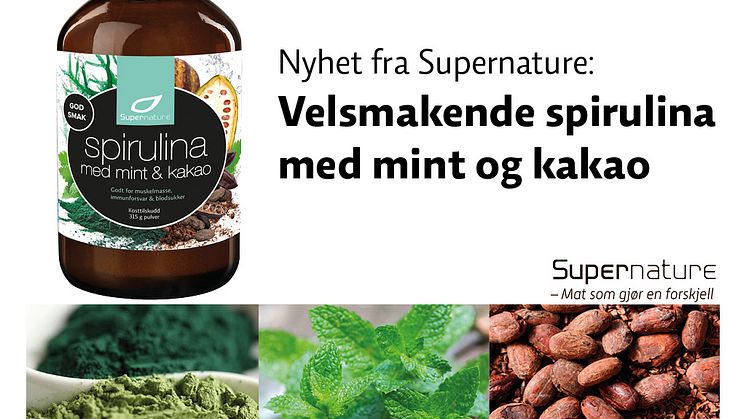 Nyhet! Velsmakende spirulina med mint og kakao