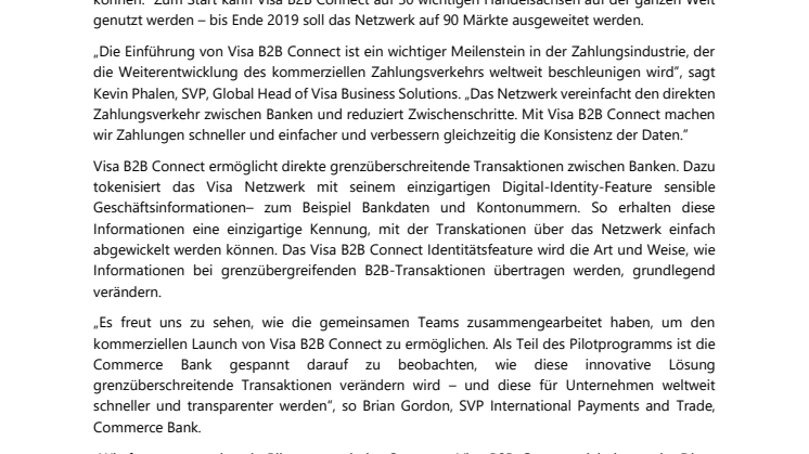 Visa B2B Connect startet weltweit