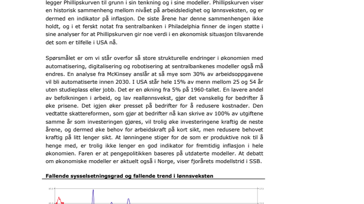 Makrorapport januar 2018: INFLASJONENS ÅR – ELLER PHILLIPSKURVENS DØD?