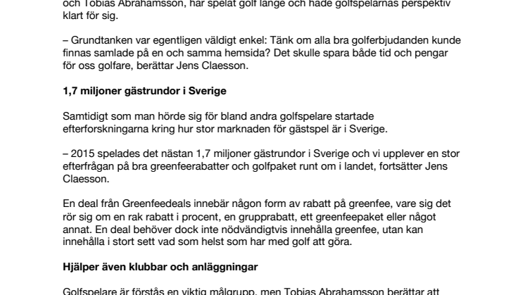 Nya tjänsten Greenfeedeals samlar unika golferbjudanden 