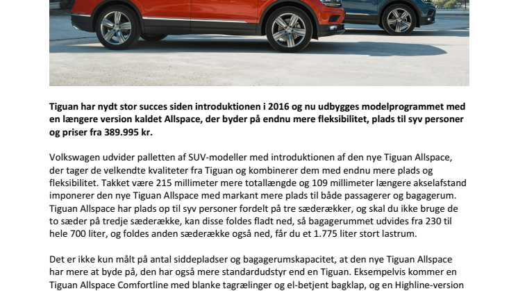 Den nye Tiguan Allspace fra 389.995 kr.