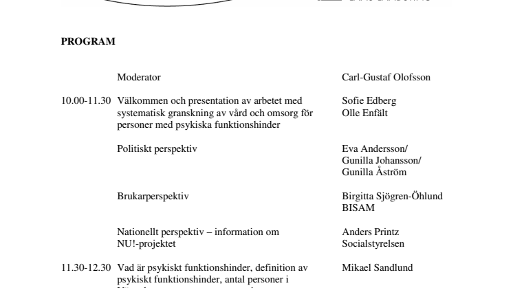Pressinbjudan: Seminarium om utveckling av vård och omsorg för personer med psykiska funktionshinder