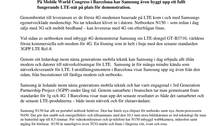 Samsung med världens första netbook för 4G