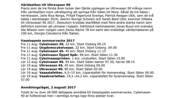 Information och nyheter sommarveckan 2017