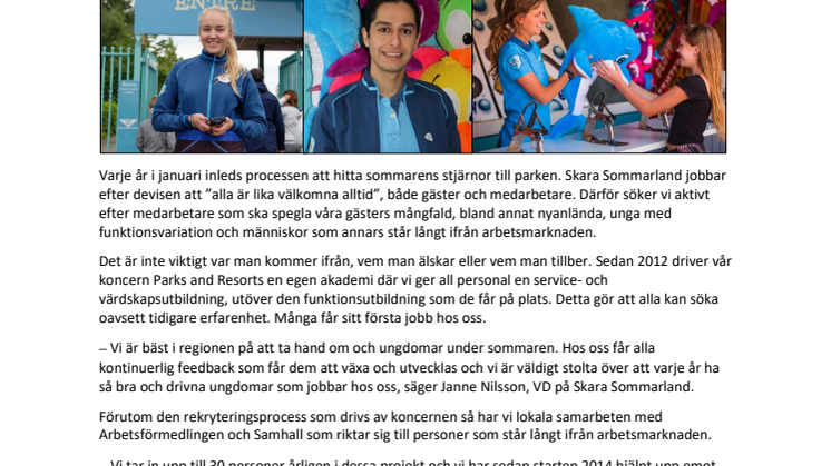 Nu ska Skara Sommarland tillsätta 460 tjänster