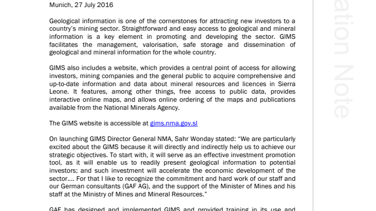 ​GAF establishes Geo-Data Information Management System for Sierra Leone