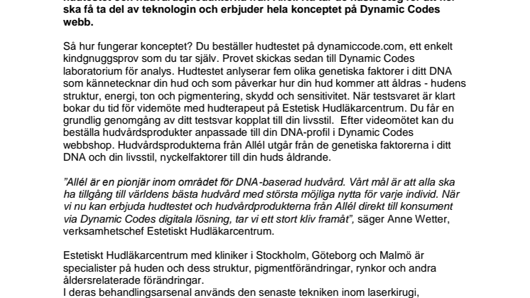 Estetiskt Hudläkarcentrum och Dynamic Code i samarbete om hudens åldrande 