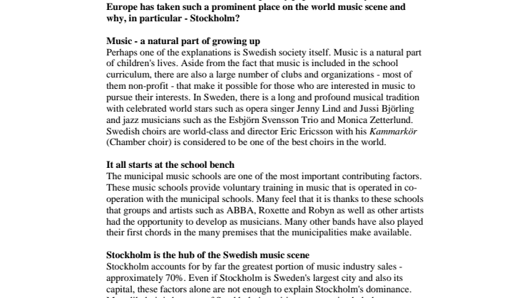 Music Stockholm - A scene for creativity 
