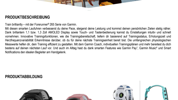 Datenblatt_Garmin_CH_Forerunner 265_Forerunner 265 S