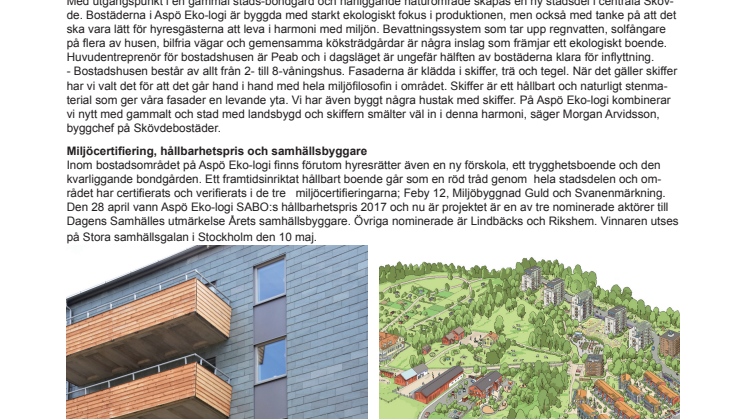 Bostadsområde med skifferfasad nominerat till Årets samhällsbyggare