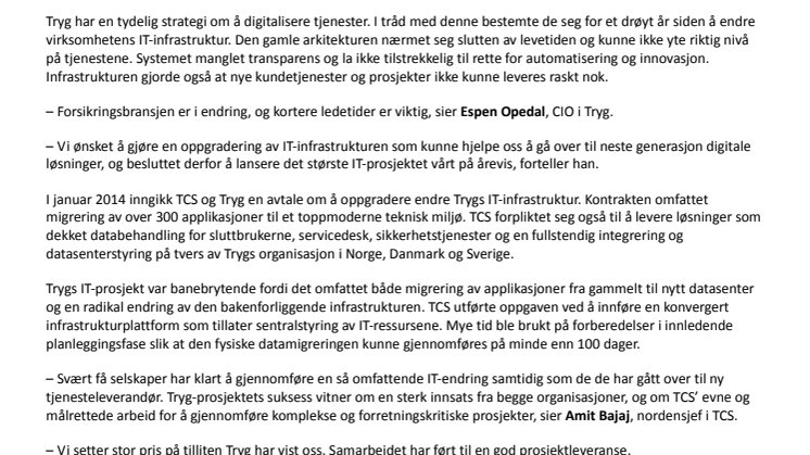 TCS og Tryg ferdigstiller omfattende IT-endringsprosjekt