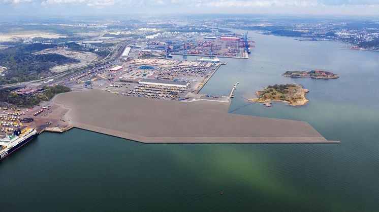 Artist's depiction of the new terminal at the Port of Gothenburg, phase 2 included. Image: Gothenburg Port Authority.