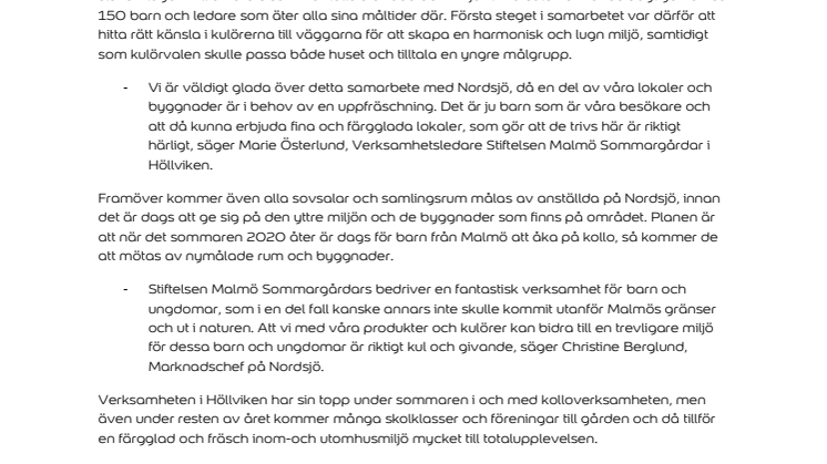 Nordsjö inleder ett färgstarkt samarbete med Stiftelsen Malmö Sommargårdar